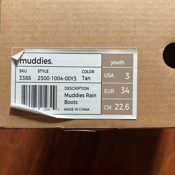 NEW Goumi Kids Dune Muddies SZ Youth 3 Tan Rain Boots Pull On Rubber - Picture 3 of 3